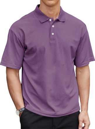 Generic Mens Polo Shirts Heavyweight Short Sleeve Button Golf Shirts Classic Pullover Ribbed Collar and Cuffs (UK, Alpha, XXL, Regular, Regular, 11)