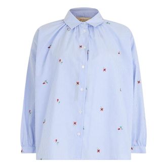 Max Mara Blouses, female, Blue, Size: L Loose cotton shirt