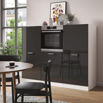 Vicco Bloque De Cocina R-line, Antracita Brillo Intenso/blanco, 180 Cm Sin Encimera