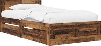 vidaXL Estructura De Cama Con Caj&oacute;n 2 Uds. Madera Envejecida Vidaxl