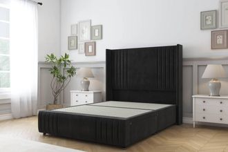 Sloomy Camden Plush Divan Base No Drawers - 54 Wing Headboard-Footboard in Black | Size: Super King