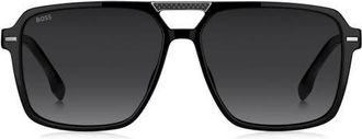 BOSS 59mm Square Sunglasses in Black/Dark Grey Sf at Nordstrom
