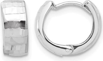 Diamond2Deal 14K Gold Polished and Diamond-cut Huggie Hoop Earrings