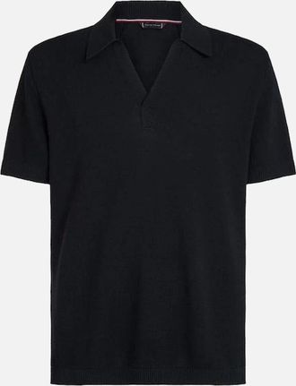 Tommy Hilfiger Mens Tommy Hilfiger Knitted Polo Shirt Cover-Up, Desert Sky - Black - Size: 35/34/40