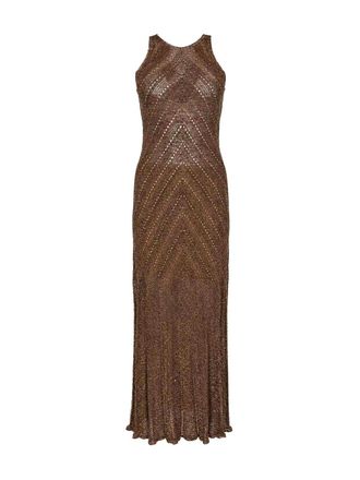 Twinset Long linen knit dress with Lurex