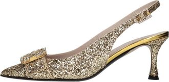 N&deg;21 D&eacute;coll&eacute;te Slingback in Glitter - Dames - Pumps - Geel - 38 EU - Leer - Schoenen