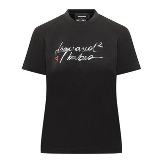 Dsquared2 T-Shirts, female, Black, Size: S Wash Just Right Fit Babes T-Shirt