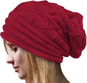 Generic Beanie Hat Women - Winter Warm Knitted Beanies Ladies Thermal Wooly Hats Soft Stretch Slouchy Beanie Skull Cap Cable Knit Hat for Women Girls Outdoor 