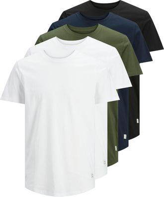 Jack & Jones T-Shirt JACK & JONES JJENOA TEE SS CREW NECK 5PK MP NOOS, Herren, Gr. S, blau (wei&szlig;, navy, schawarz), Single Jersey, Obermaterial: 100% Baumwolle, uni