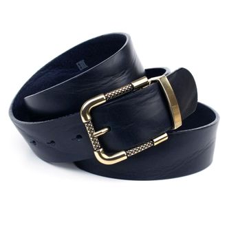 Anthoni Crown Lederg&uuml;rtel ANTHONI CROWN, Damen, Gr. 100, blau (dunkelblau), Leder, unifarben, G&uuml;rtel Lederg&uuml;rtel, mit goldfarbener Dornschliesse, Metallschlaufe