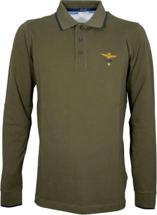 Aeronautica Po 1653Up 00082 Lange Mouwen Polo - Heren - Polos - Groen - 2XL - Katoen - Tops