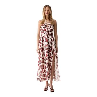 Vicolo Kleedjes, Dames, Veelkleurig, M, Linnen, Floral Ruched Dress