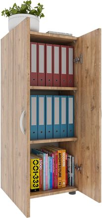 ebuy24 Armario De Oficina Vcm Con 3 Compartimentos Armario De Archivo Moderno Con Puertas Giratorias Dimensiones Aprox. Al. 108 X An. 49 X T. 34 Cm - Ulas 3 