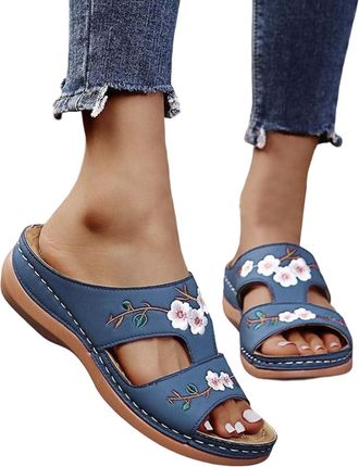 Generic Sandals for Women Womens Shoes Summer Womens Summer Seaside Wear Slippers Casual Flower Shoes Perfect for Beach Roman Sandals