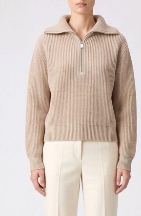 Malo Maglia in puro cashmere con collo alla marinara e mezza zip