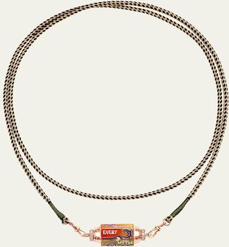 Marie Lichtenberg 18k Rose Gold Diamond and Sapphires Box Locket Cord Necklace