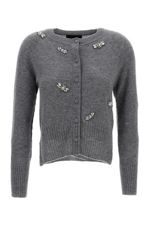 Simone Rocha Grey Cashmere Crystal Pearl Cardigan
