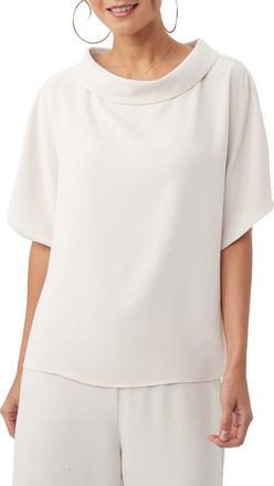 Trina Turk Honeysuckle Short Sleeve Drapey Top in Ecru at Nordstrom, Size X-Large