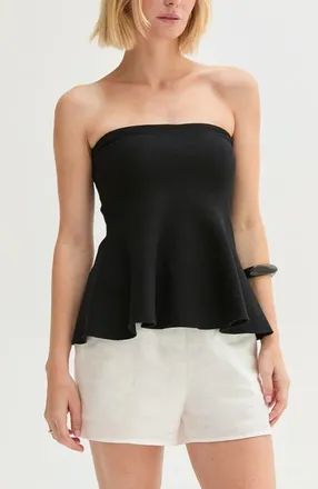 Crescent Jacquard Knit Peplum Top in Black at Nordstrom, Size X-Small