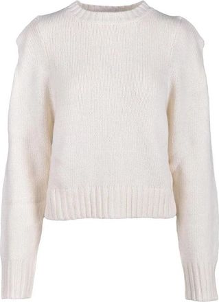 Weili Zheng White Crewneck Wool Sweater