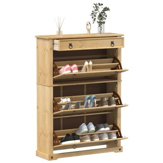 vidaXL Mueble Zapatero Corona Madera Maciza De Pino 99x32x138 Cm Vidaxl