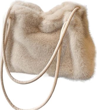 Generic Womens Plush Bags Plush Bag Womens Versatile Crossbody Edition Single Casual Shoulder Tote(Khaki)