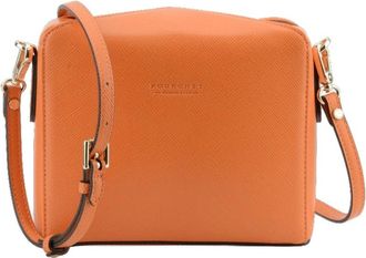 Pourchet Tassen, Dames, Oranje, ONE Size, Leer, Oranje canvas schoudertas - van leer