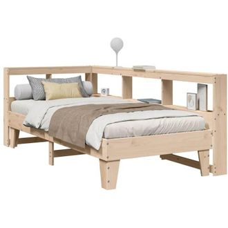 vidaXL Cama Con Estanter&iacute;a Sin Colch&oacute;n Madera Maciza De Pino 90x200 Cm Vidaxl