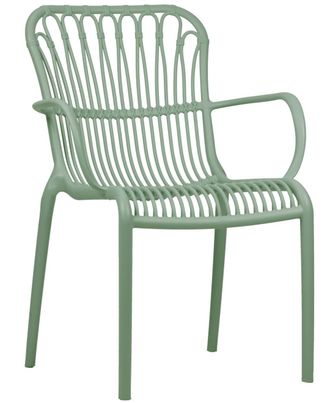 Global Interiors Hochwertiger Design Gartenstuhl Lola mit Armlehnen - Gr&uuml;n