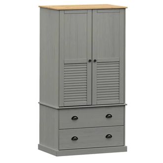 Berkfield Home Wardrobe VIGO Grey 90x55x176 cm Solid Wood Pine | Size: 90 x 55 x 176 cm