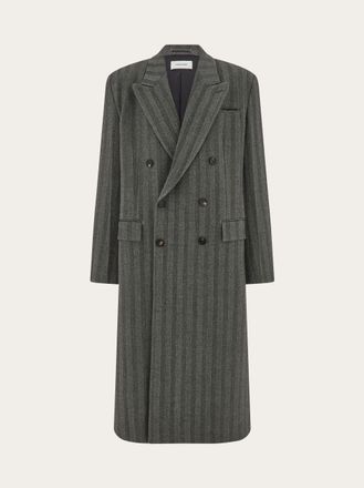 Ferragamo Men Double breasted chevron coat Black