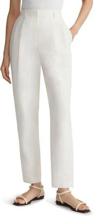 Lafayette 148 New York Macdougal Pleated Silk & Linen Trousers in Alabaster at Nordstrom Rack, Size 12