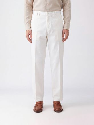 Canali Slim Fit Tailored Cotton Trousers with American Pockets