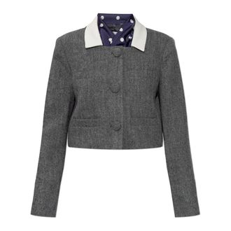 Self Portrait Blazer with detachable scarf - female - Self Portrait - Blazers - Gray - S - Jackets