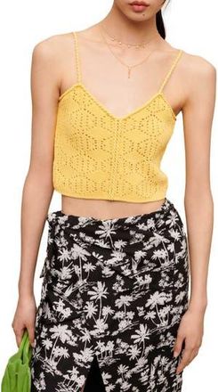 Maje Madenia Open Stitch Crop Sweater Camisole in Yellow at Nordstrom Rack, Size 3 (Fits Like 8 Us)