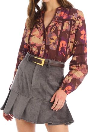 Allison New York Maya Long Sleeve Blouse In Brown Floral