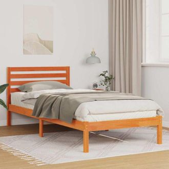 vidaXL Estructura De Cama Con Cabecera Marr&oacute;n Cera 90 X 210 Cm Vidaxl