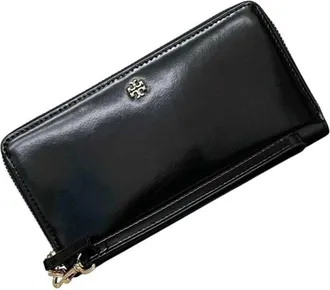 Tory Burch Black Leather Long Wallet (Bi-Fold) (Pre-Owned)