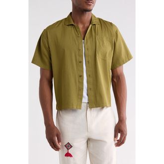 Raga Short Sleeve Cotton Button-Up Shirt in Olive at Nordstrom Rack, Size Xx-Large