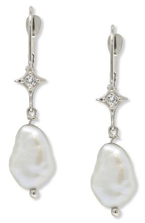 Anzie Emilia Gothic Star Cultured Pearl Drop Earrings in Silver at Nordstrom