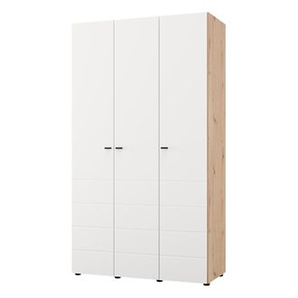 Dmora Armario 3 Puertas Ronco, Ropero Dormitorio Con Barra, 4 Estantes, 3 Puertas, 117x52 Cm Blanco Mate