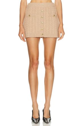 LoveShackFancy Berritt Skirt In Camel Melange