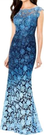 Montage by Mon Cheri Ombre Lace Mother Of The Bride Gown In Navy/light Blue/multi