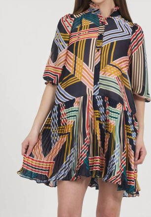 Stellah Lilit Geo Mini Dress In Blue