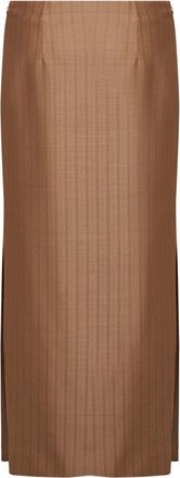 Etro Womens Skirt Straight Midi Camel Wool Mud