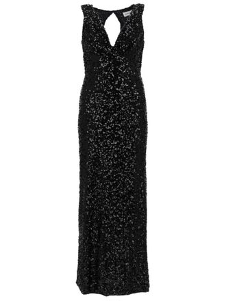 Parosh Black Embellished V Neck Maxi Dress