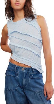 Free People Pink Sands Smocked Asymmetric Tank in Dew Shine at Nordstrom, Size X-Small