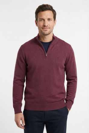 Fynch-Hatton Troyer FYNCH-HATTON, Herren, Gr. XXL, deep merlot, Obermaterial: 100% Baumwolle, unifarben, regular fit taillenbedeckt, Rippb&uuml;ndchen, Pullover Troyer,