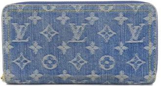 Louis Vuitton Pre-owned LV Remix Monogram Denim Long Wallet - Dames - Vintage Accessoires - Blauw - ONE Size - Denim - Vintage