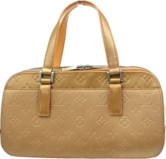 Louis Vuitton Mat Shelton Handbag Monogram Vernis Gold Leather Handbag (Pre-Owned)